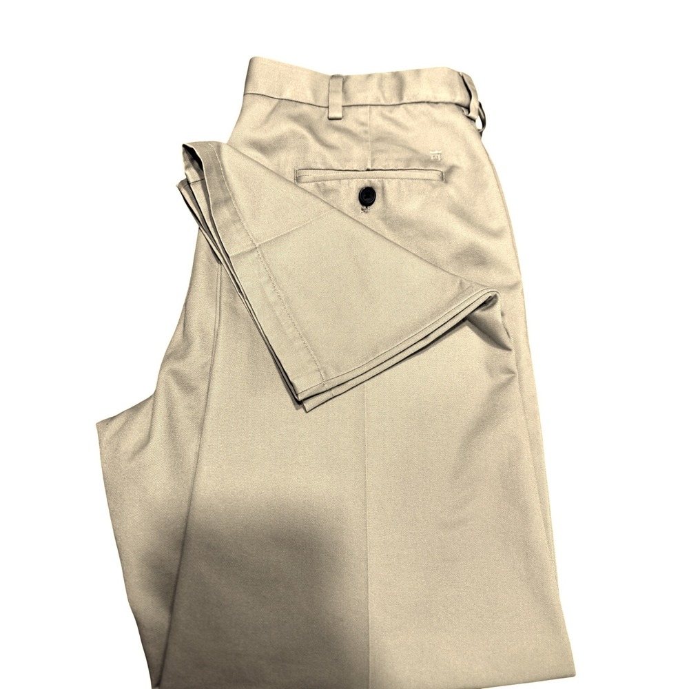 Haggar Chinos Cotton Classic Fit Khaki 36x29 Flat Front Workwear Casual Pants